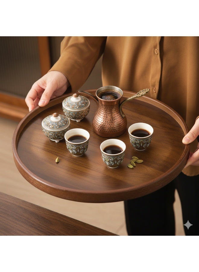 35cm خشب الجوز جولة تقديم صينية - الحبوب الطبيعية للتجمعات العائلية الرمضانية ، القهوة / الإفطار والديكور المنزلي - Image 2